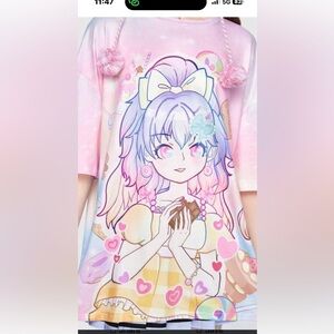 Romwe Womens Pink top T-shirt Anime Shirt Size 3X Kawaii nwot